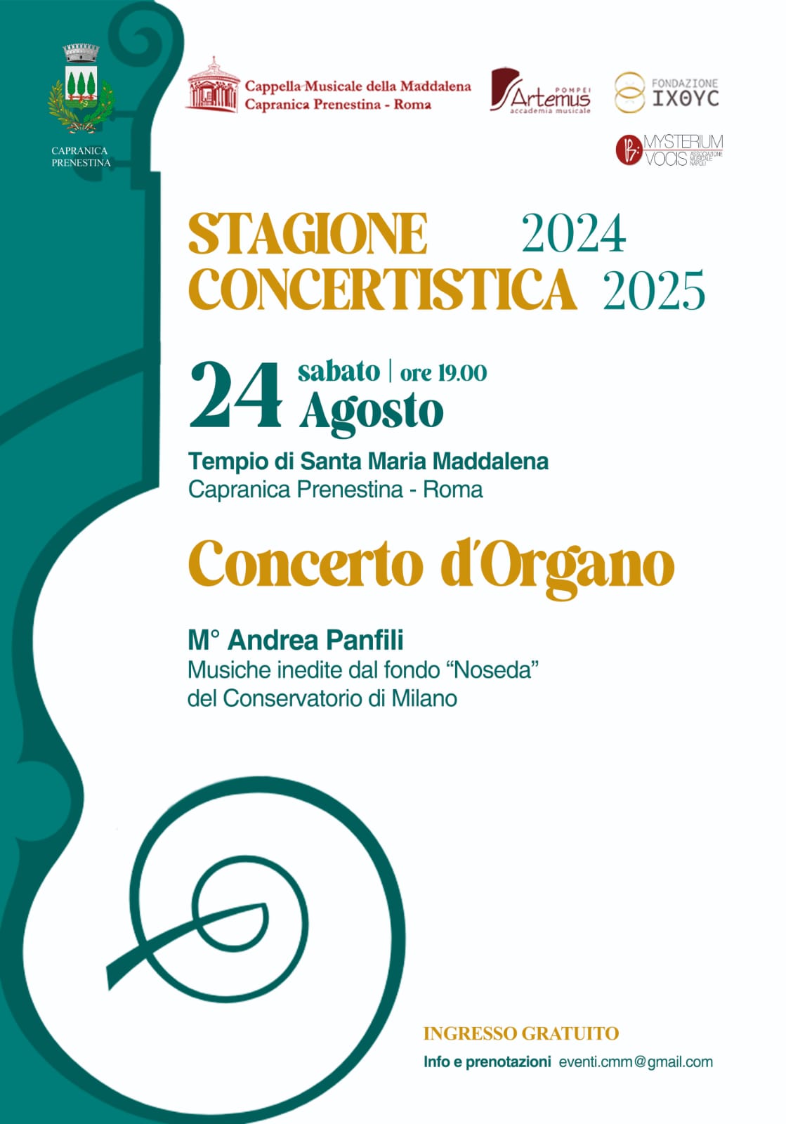 Concerto Organo 24 agosto 2024