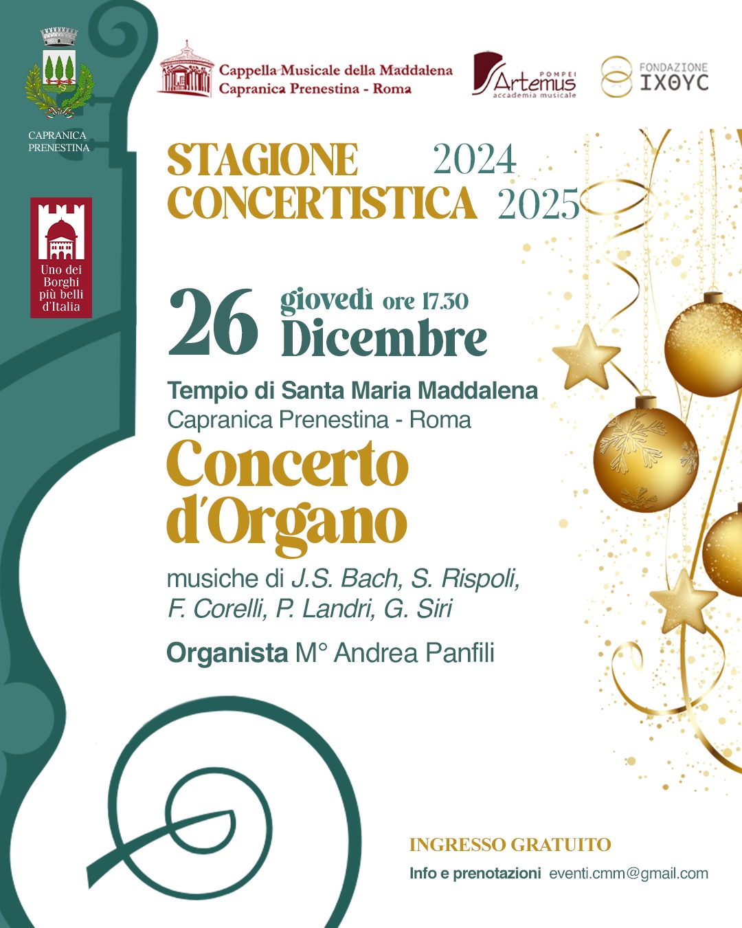 Concerto Organo 26 dicembre 2024